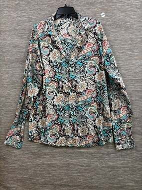 SSLR Button Up Paisley Shirt Mens XXL Black Multi Long Sleeve Casual Party